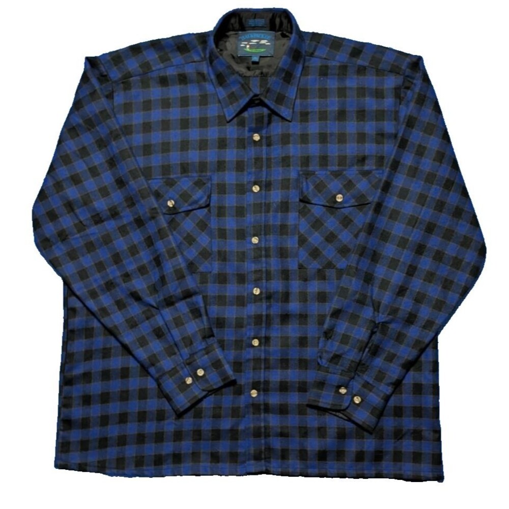 Vintage Men's Backpacker Black And Blue Plaid Flannel Long Sleeve Shirt XL